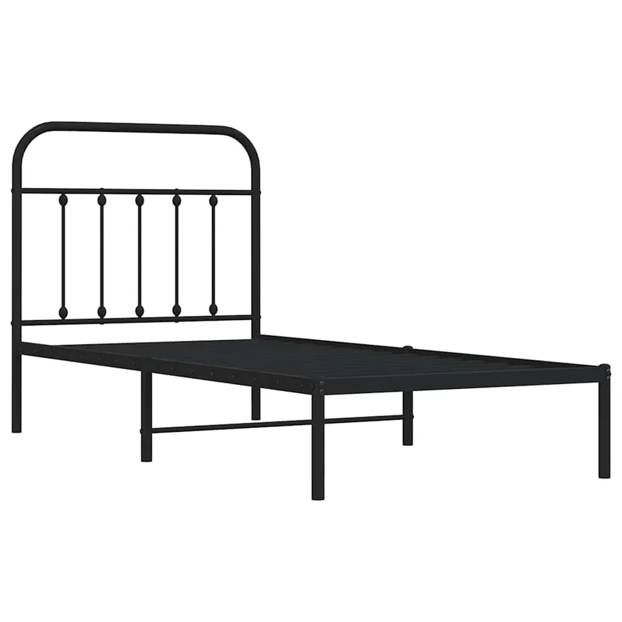 Cadre de lit métal sans matelas avec tête de lit noir 90x190 cm - 3