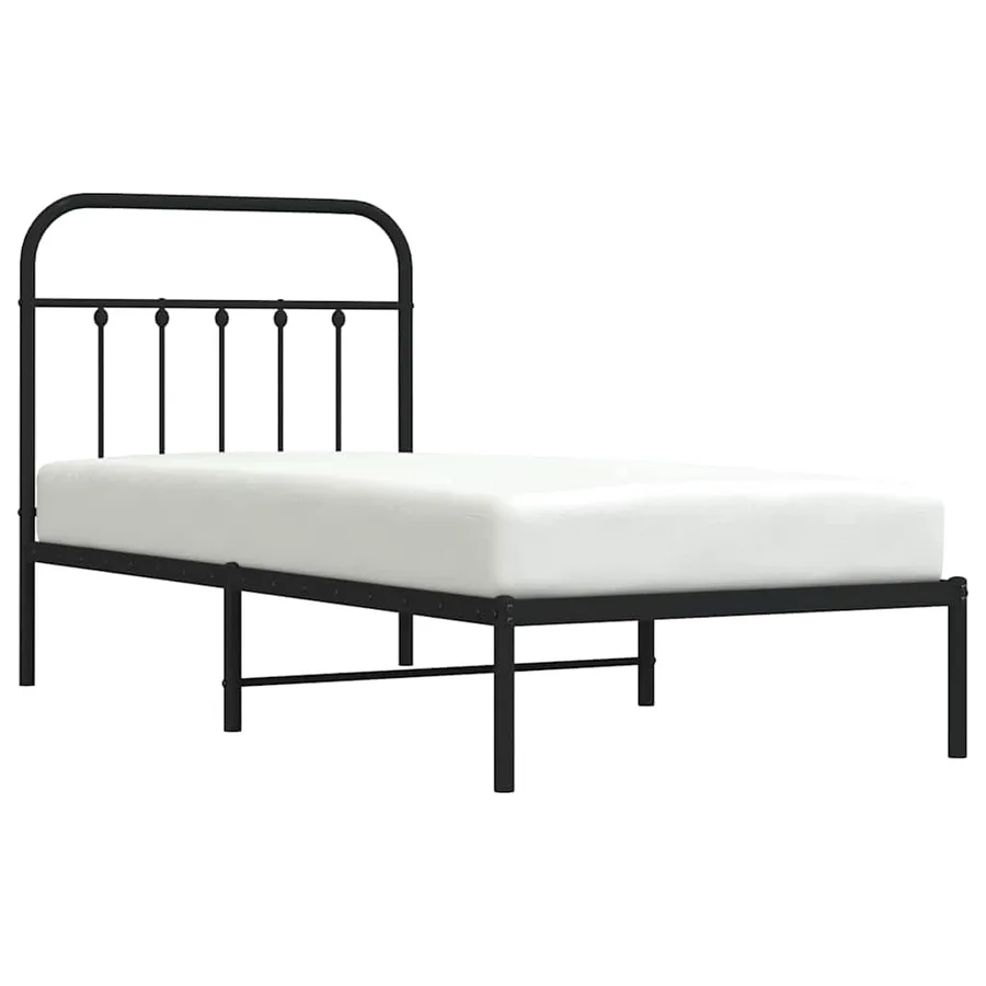 Cadre de lit métal sans matelas avec tête de lit noir 90x190 cm - 5