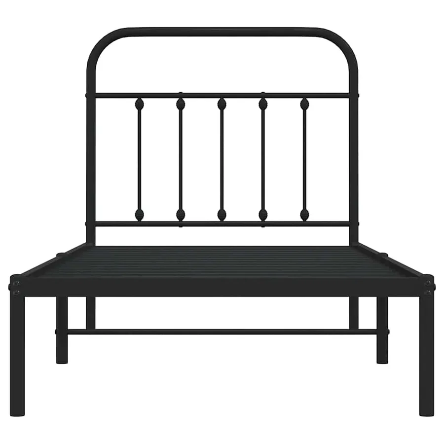 Cadre de lit métal sans matelas avec tête de lit noir 90x190 cm - 6