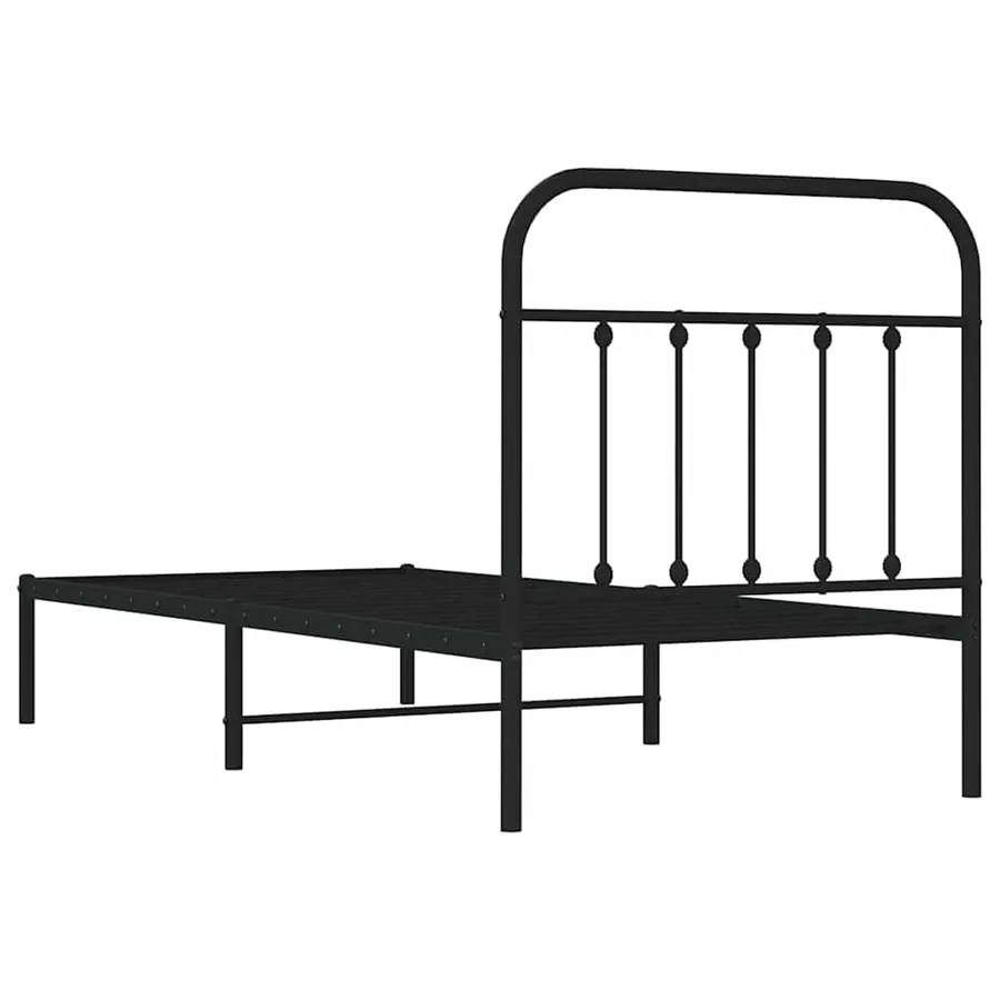 Cadre de lit métal sans matelas avec tête de lit noir 90x190 cm - 8