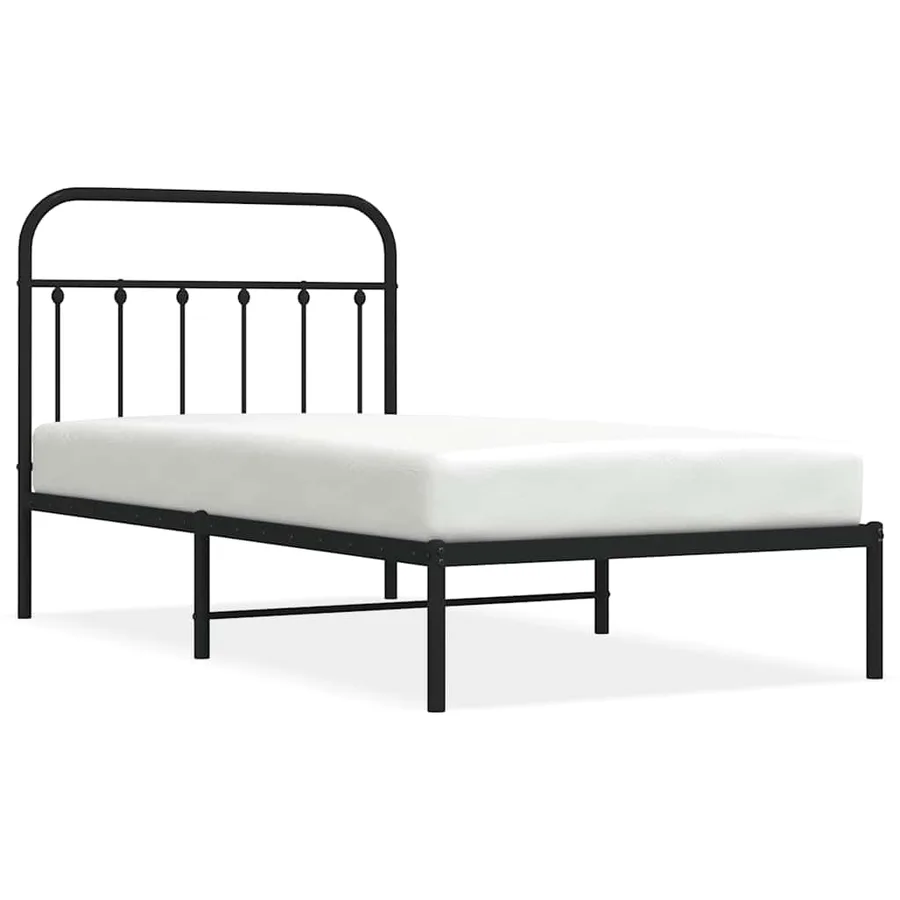 Cadre de lit métal sans matelas avec tête de lit noir 100x190cm - 2