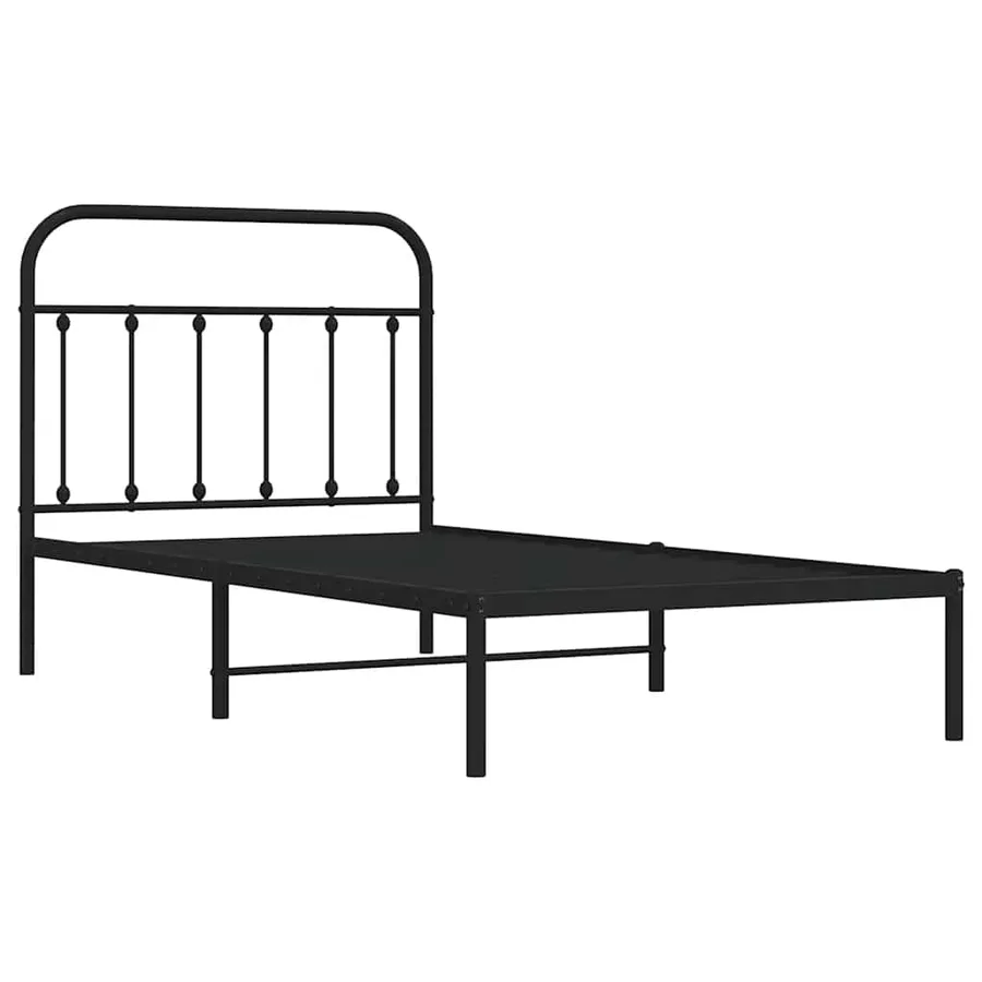 Cadre de lit métal sans matelas avec tête de lit noir 100x190cm - 4