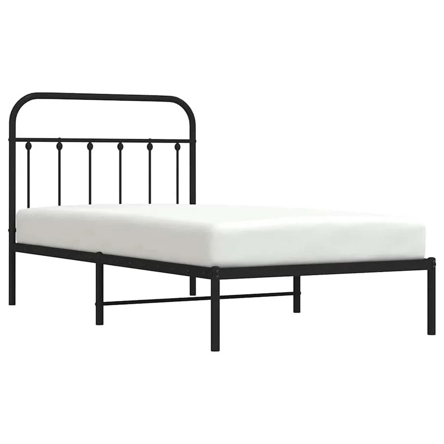 Cadre de lit métal sans matelas avec tête de lit noir 100x190cm - 5