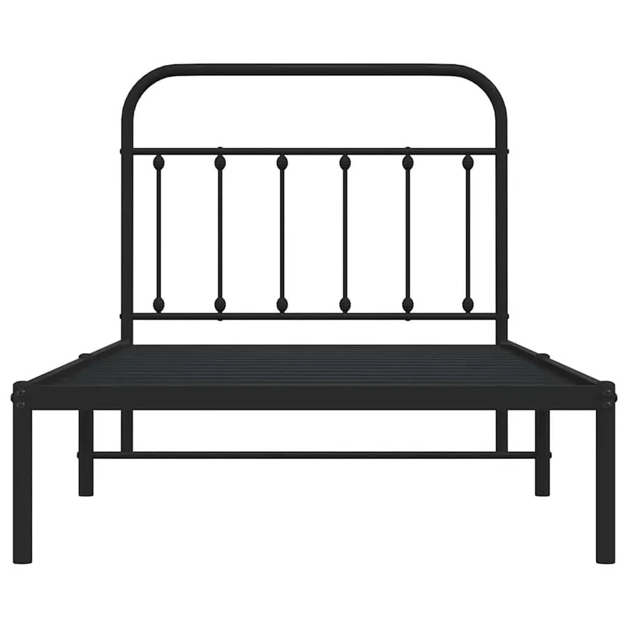Cadre de lit métal sans matelas avec tête de lit noir 100x190cm - 6