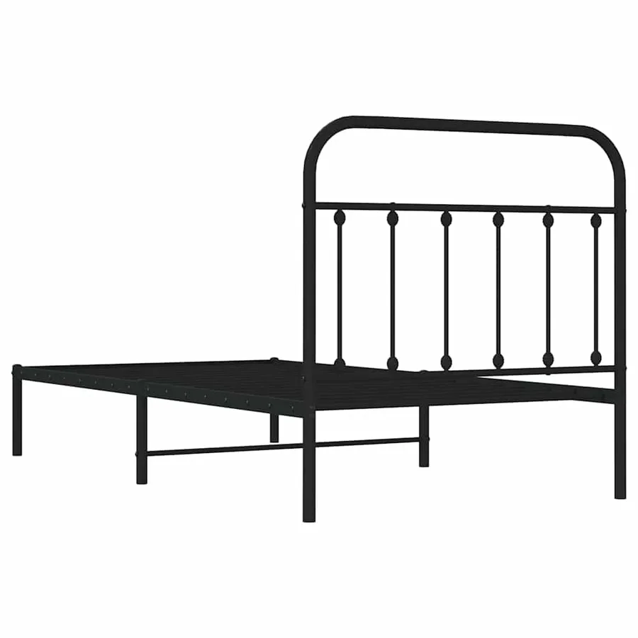 Cadre de lit métal sans matelas avec tête de lit noir 100x190cm - 8