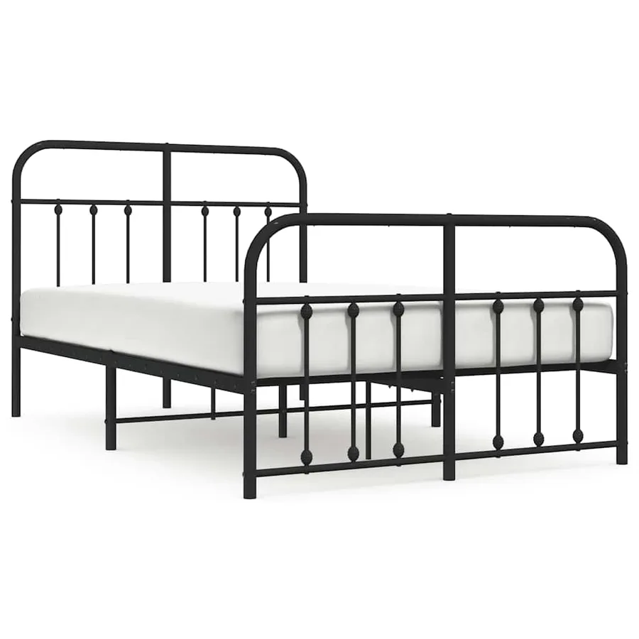 Cadre de lit métal sans matelas avec pied de lit noir 120x190cm - 2