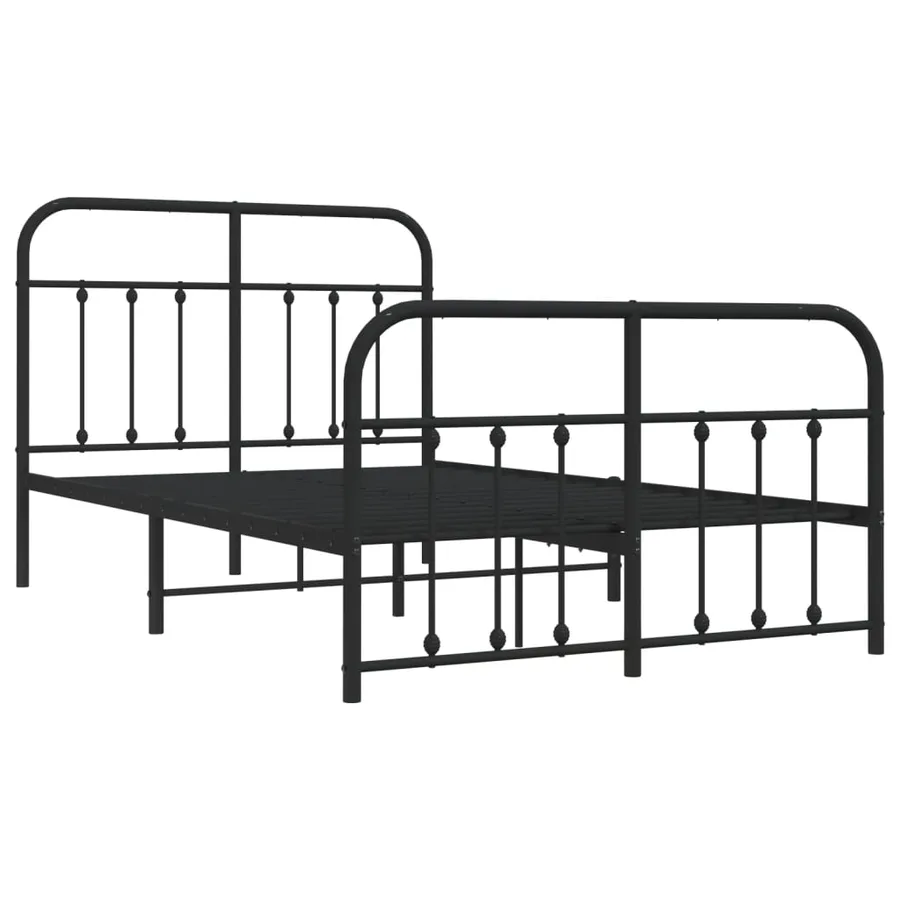Cadre de lit métal sans matelas avec pied de lit noir 120x190cm - 3