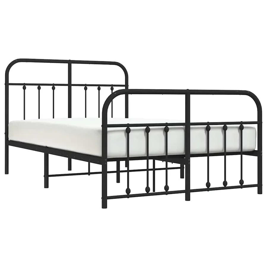 Cadre de lit métal sans matelas avec pied de lit noir 120x190cm - 5