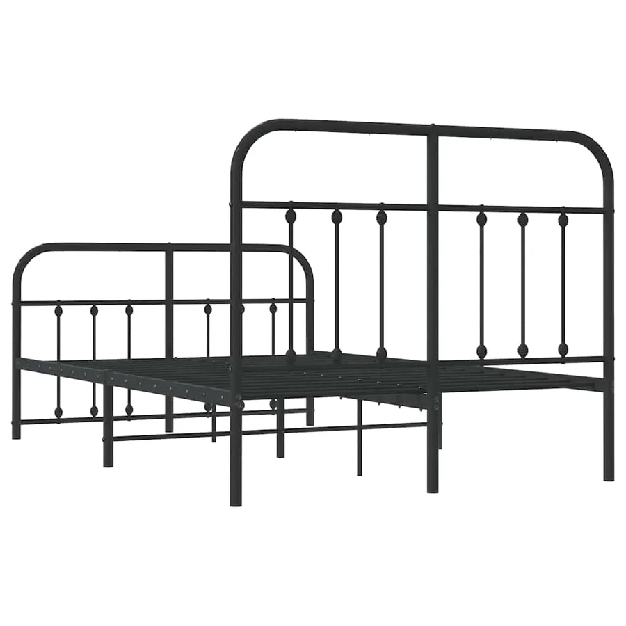 Cadre de lit métal sans matelas avec pied de lit noir 120x190cm - 8