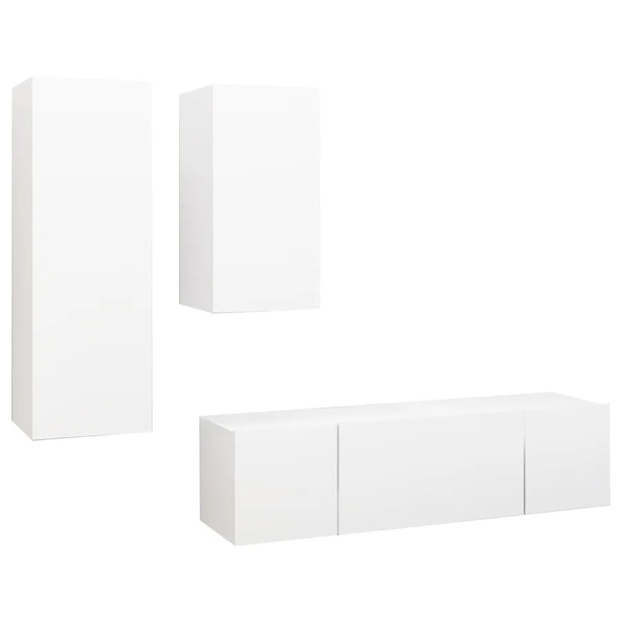 Ensemble de meubles TV 4 pcs Blanc Bois d'ingénierie - 2