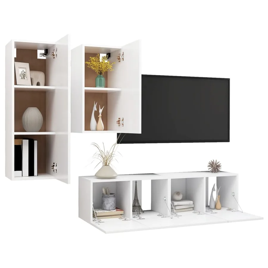 Ensemble de meubles TV 4 pcs Blanc Bois d'ingénierie - 3