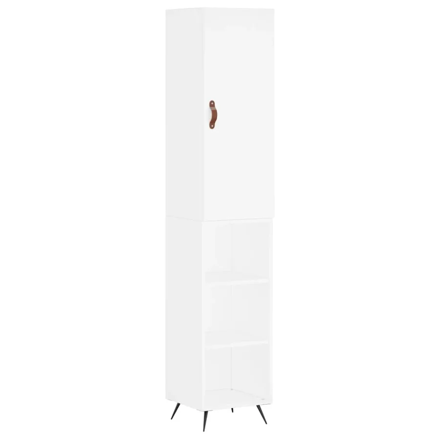 Buffet haut Blanc 34,5x34x180 cm Bois d'ingénierie - 2