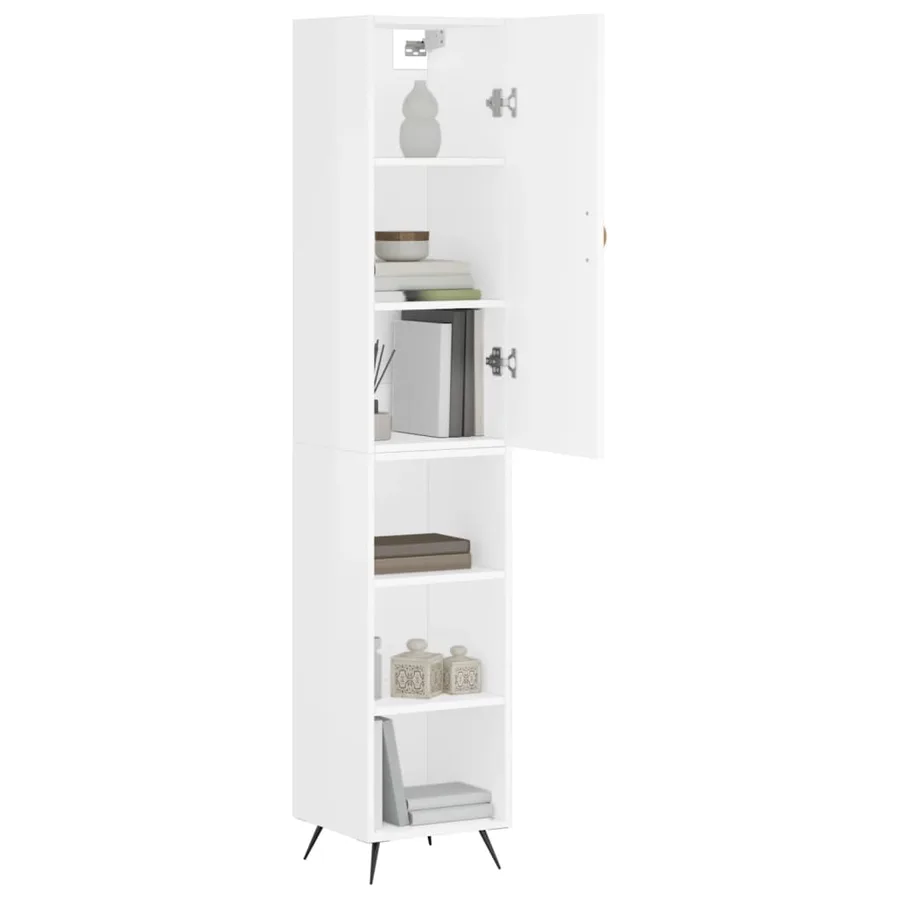 Buffet haut Blanc 34,5x34x180 cm Bois d'ingénierie - 3