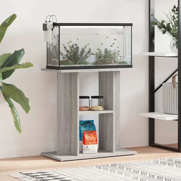 Support d'aquarium Gris Sonoma 60x30x60 cm Bois d'ingénierie
