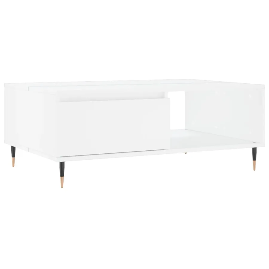 Table basse blanc 90x60x35 cm bois d'ingénierie - 2