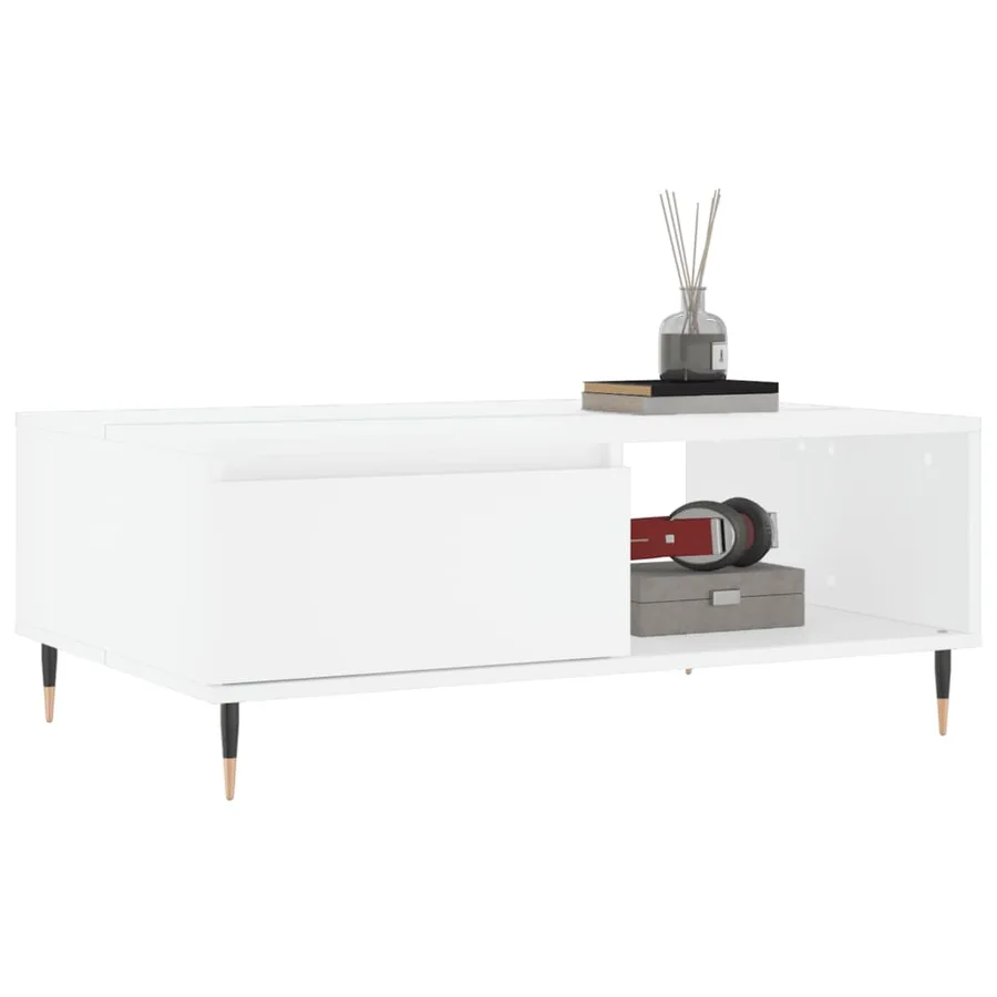 Table basse blanc 90x60x35 cm bois d'ingénierie - 3