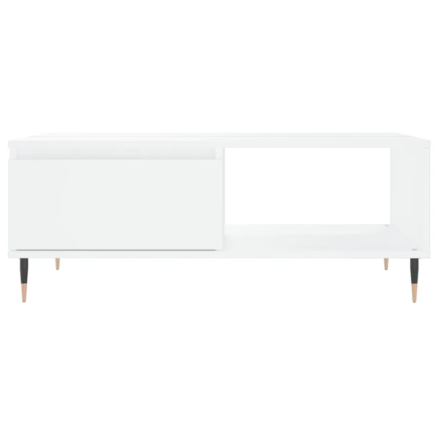 Table basse blanc 90x60x35 cm bois d'ingénierie - 5
