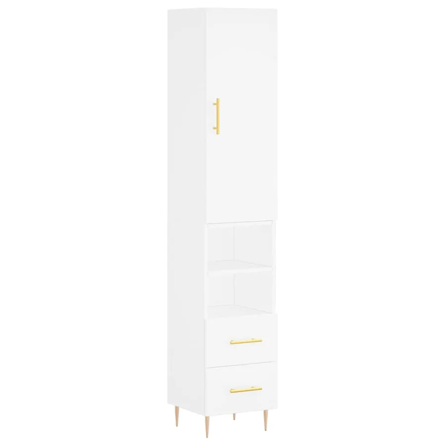 Buffet haut Blanc 34,5x34x180 cm Bois d'ingénierie - 2