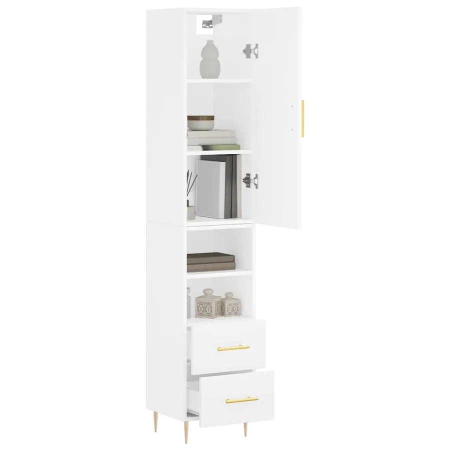 Buffet haut Blanc 34,5x34x180 cm Bois d'ingénierie - 3