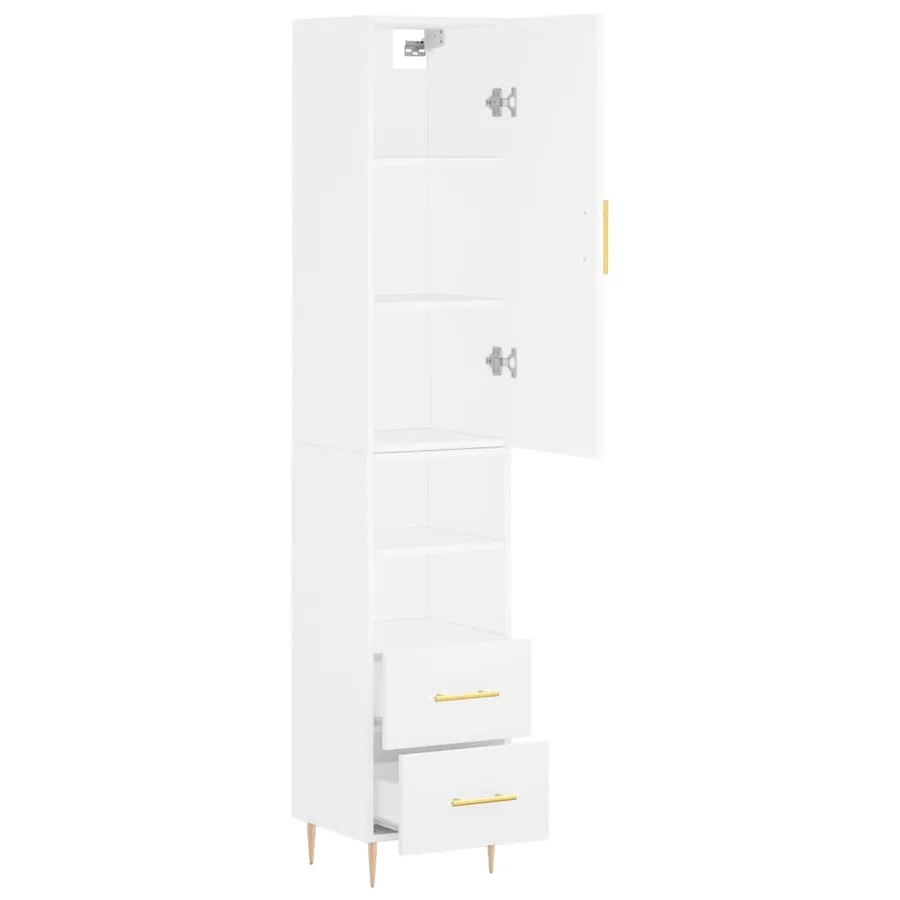 Buffet haut Blanc 34,5x34x180 cm Bois d'ingénierie - 4