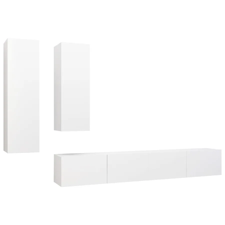 Ensemble de meuble TV 4 pcs Blanc Bois d'ingénierie - 2