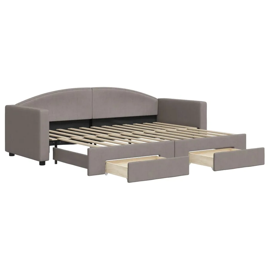 Lit de jour avec gigogne et tiroirs sans matelas taupe 80x200cm - 2