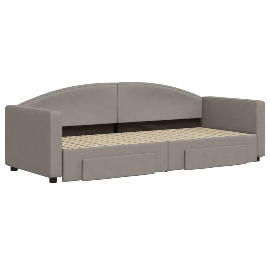 Lit de jour avec gigogne et tiroirs sans matelas taupe 80x200cm - 3