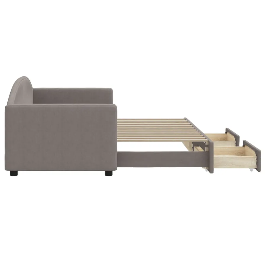 Lit de jour avec gigogne et tiroirs sans matelas taupe 80x200cm - 4