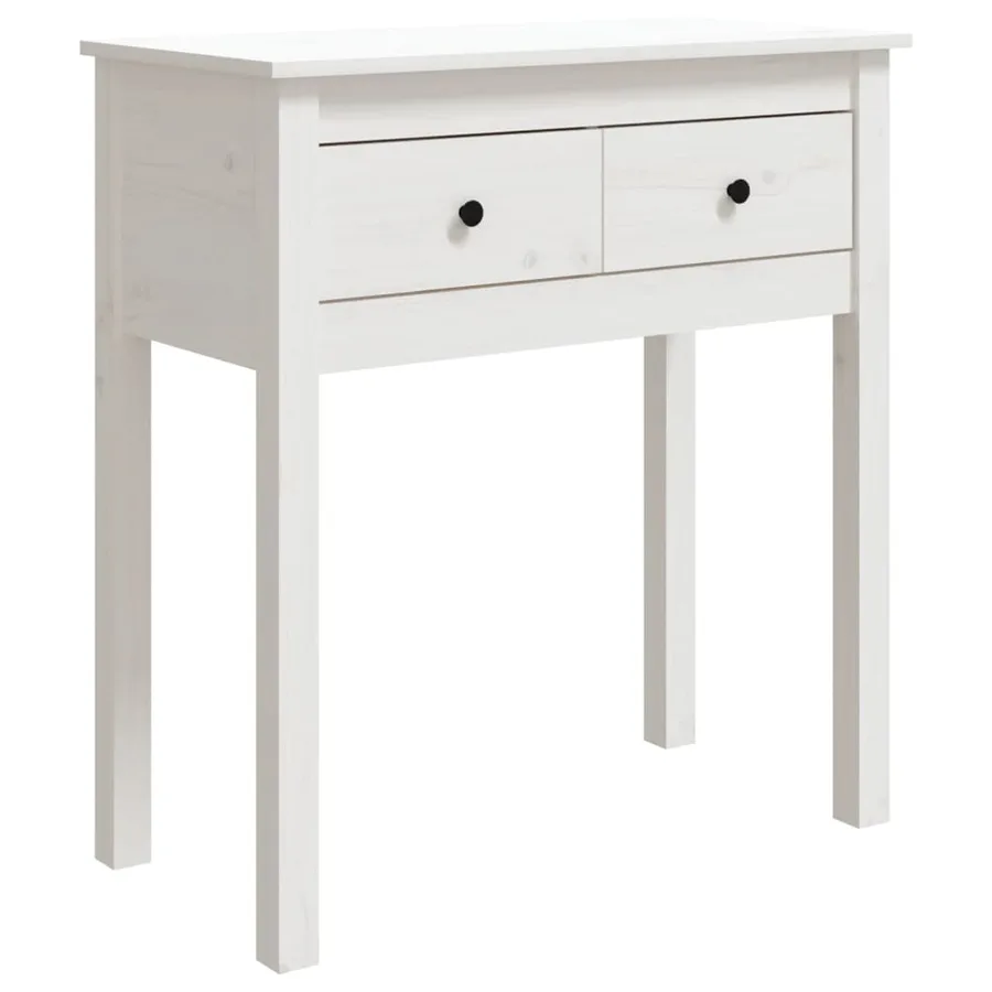 Table console Blanc 70x35x75 cm Bois massif de pin - 2