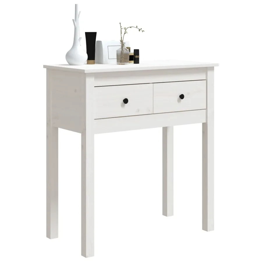 Table console Blanc 70x35x75 cm Bois massif de pin - 4