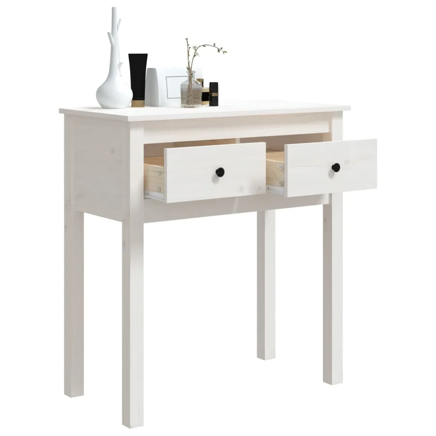 Table console Blanc 70x35x75 cm Bois massif de pin - 5