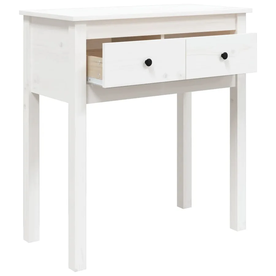 Table console Blanc 70x35x75 cm Bois massif de pin - 7