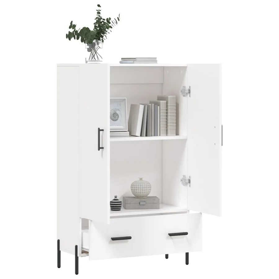 Buffet haut blanc 69,5x31x115 cm bois d'ingénierie - 4
