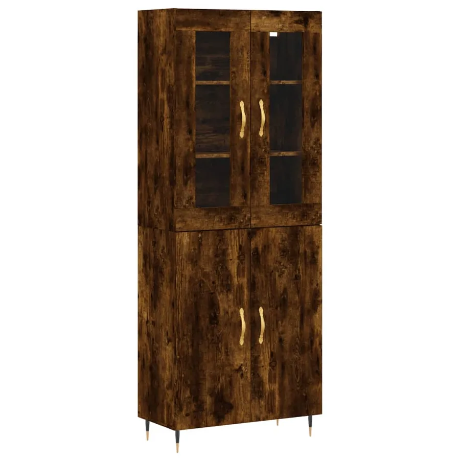 Buffet haut Chêne fumé 69,5x34x180 cm Bois d'ingénierie - 2