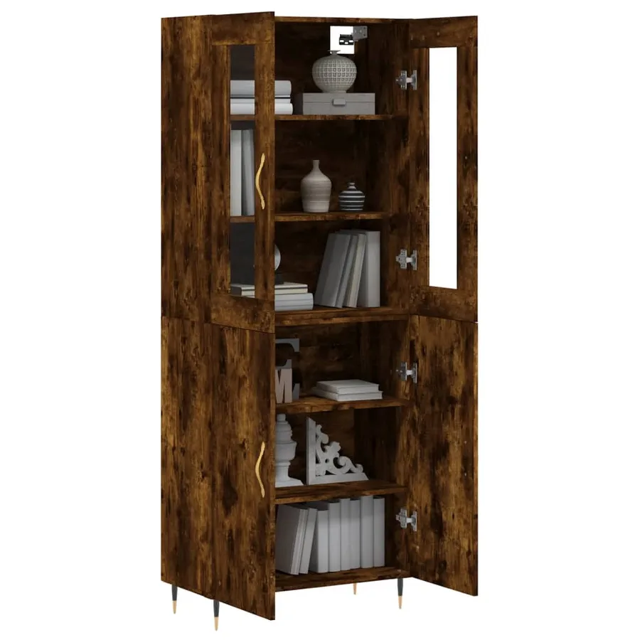 Buffet haut Chêne fumé 69,5x34x180 cm Bois d'ingénierie - 3