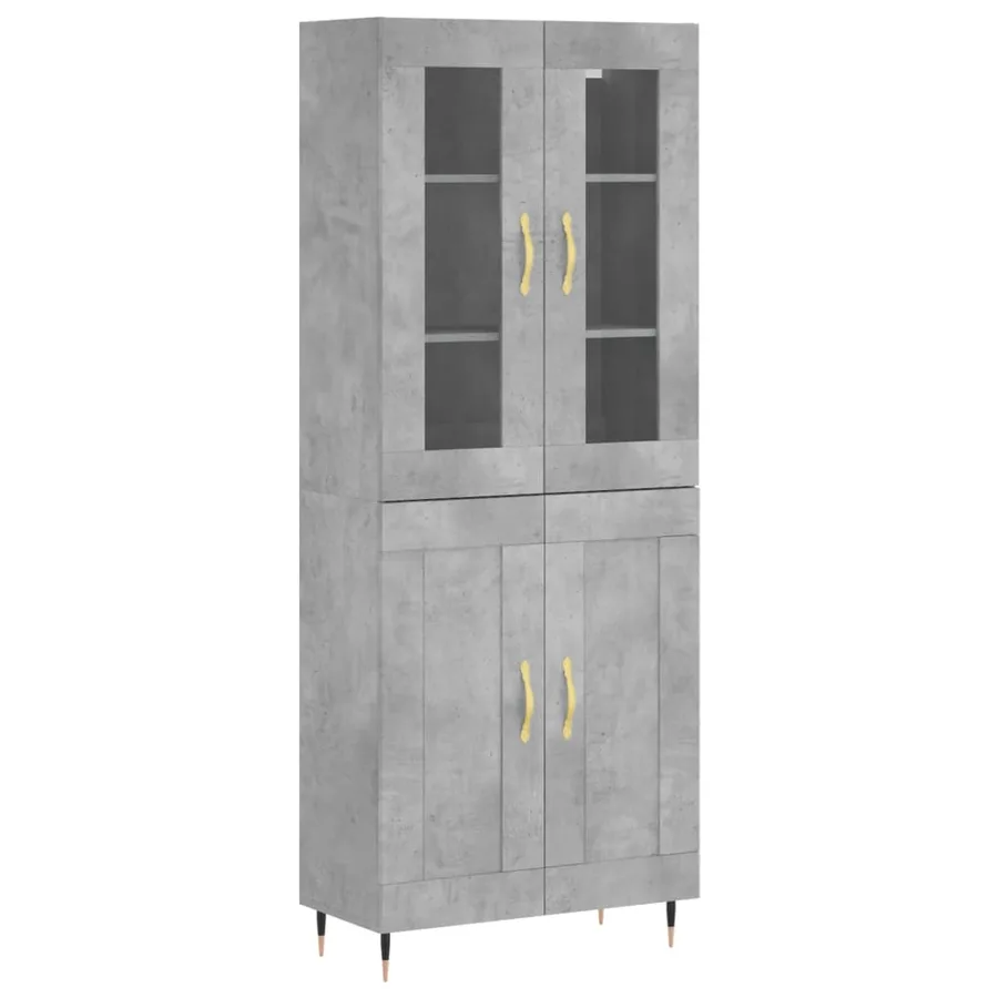 Buffet haut Gris béton 69,5x34x180 cm Bois d'ingénierie - 2