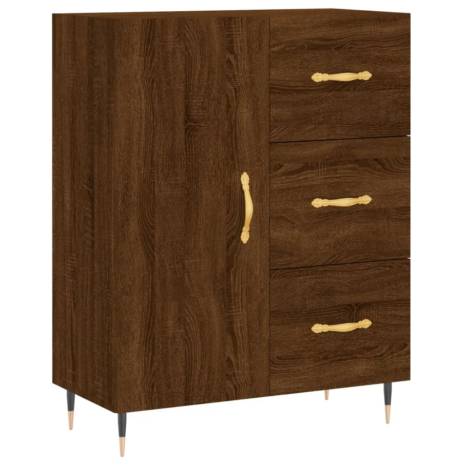 Buffet haut Chêne marron 69,5x34x180 cm Bois d'ingénierie - 7