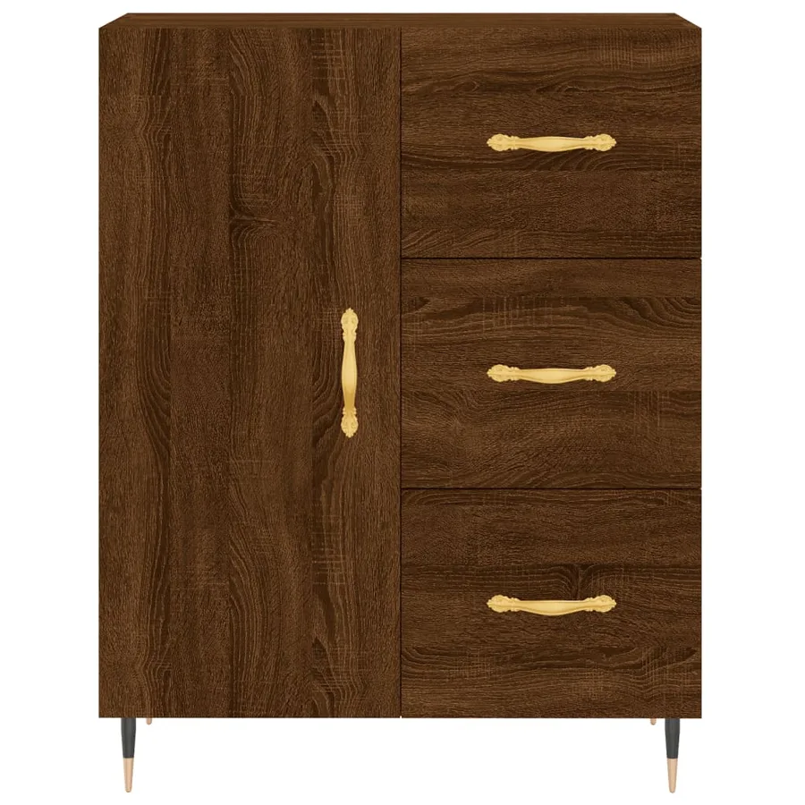 Buffet haut Chêne marron 69,5x34x180 cm Bois d'ingénierie - 8