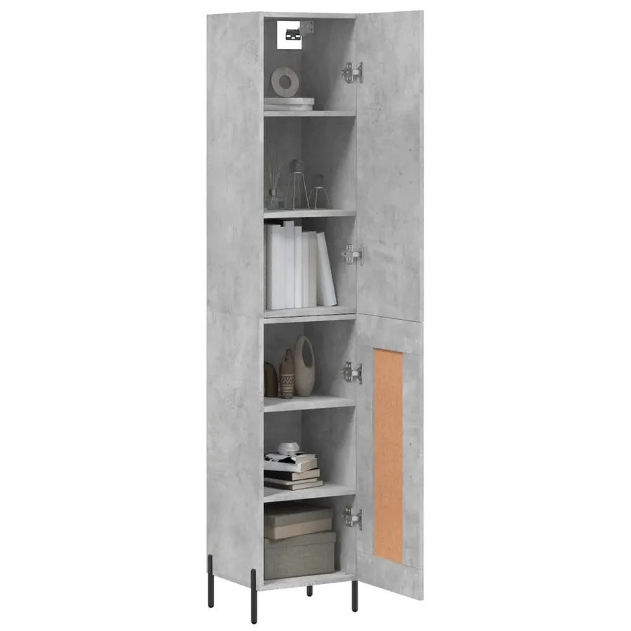 Buffet haut Gris béton 34,5x34x180 cm Bois d'ingénierie - 3