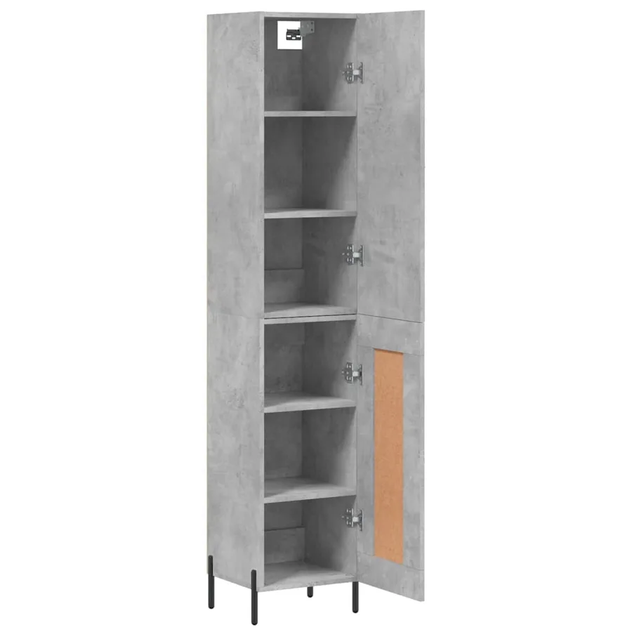 Buffet haut Gris béton 34,5x34x180 cm Bois d'ingénierie - 4