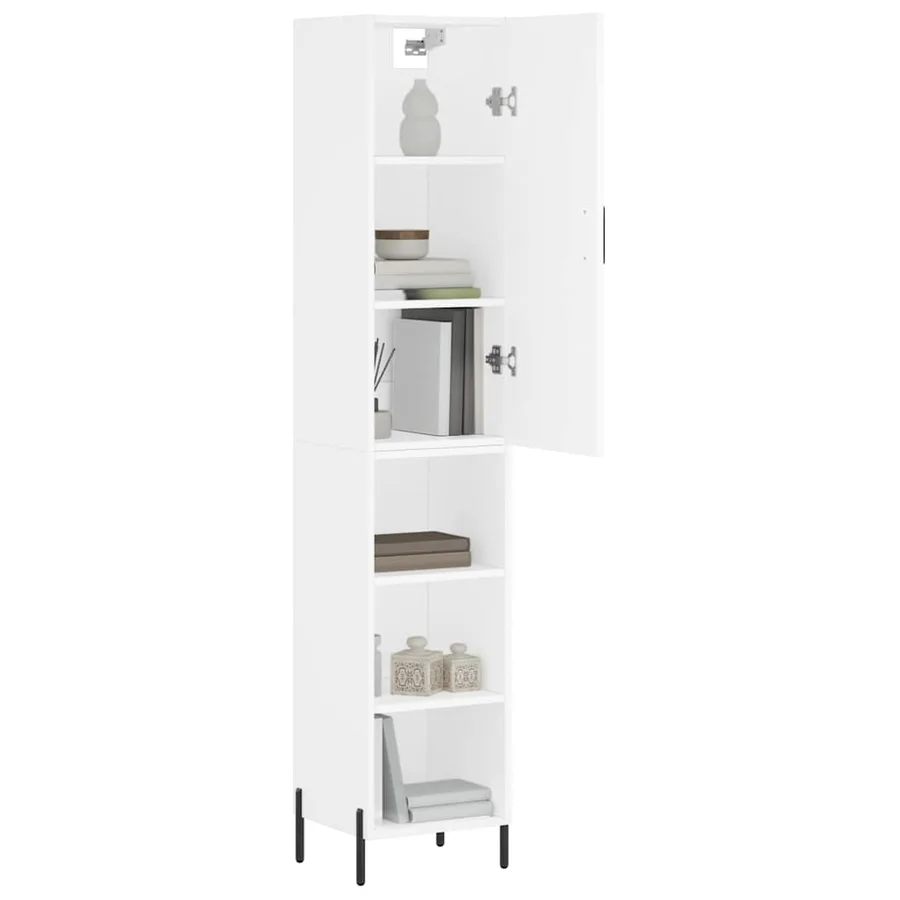 Buffet haut Blanc 34,5x34x180 cm Bois d'ingénierie - 3