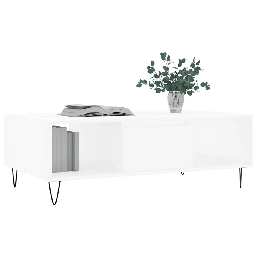 Table basse blanc 104x60x35 cm bois d'ingénierie - 3