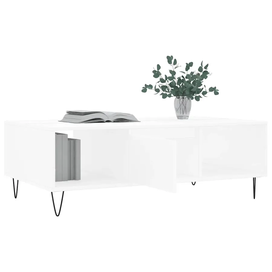Table basse blanc 104x60x35 cm bois d'ingénierie - 4