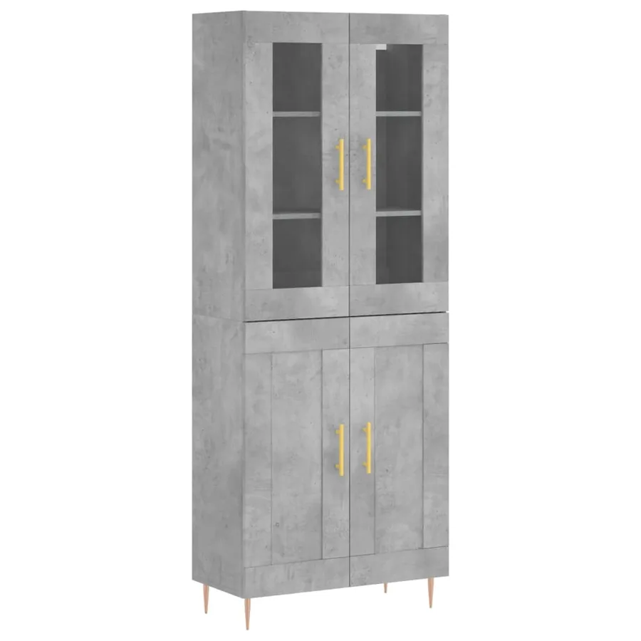 Buffet haut Gris béton 69,5x34x180 cm Bois d'ingénierie - 2