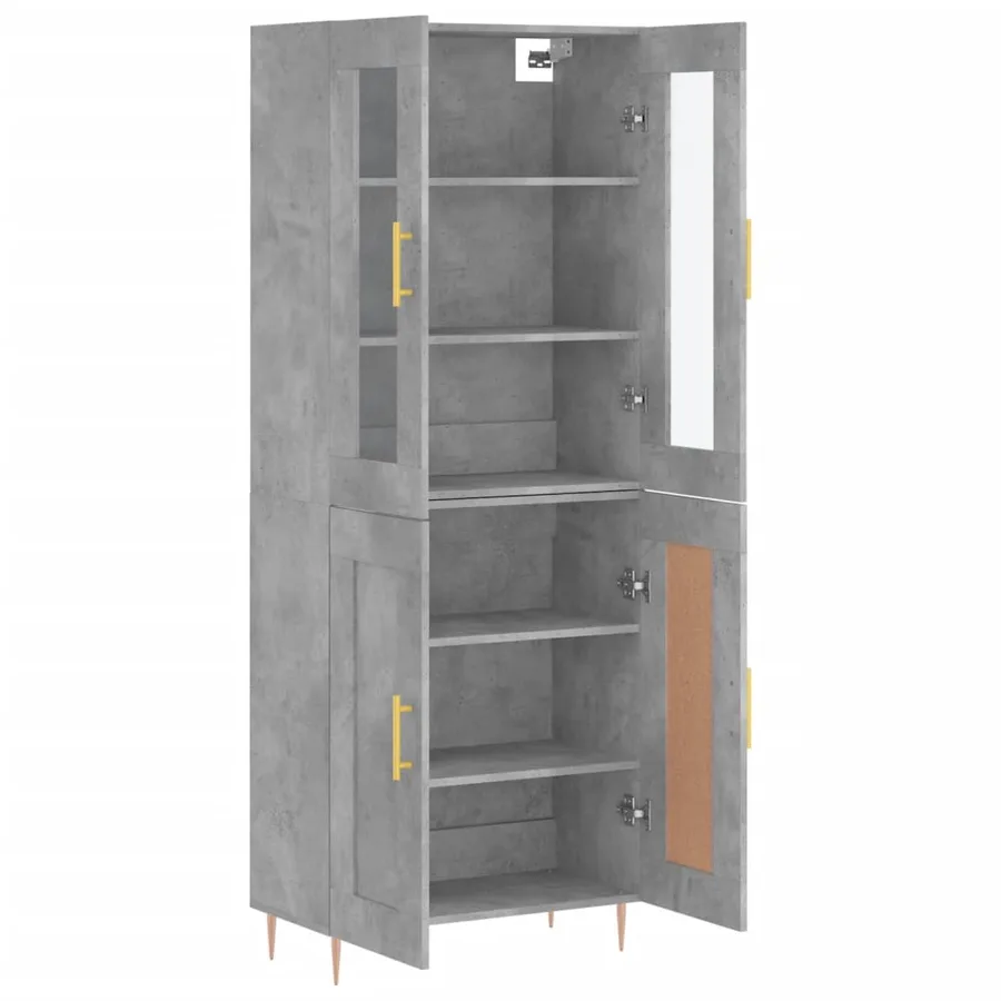 Buffet haut Gris béton 69,5x34x180 cm Bois d'ingénierie - 4