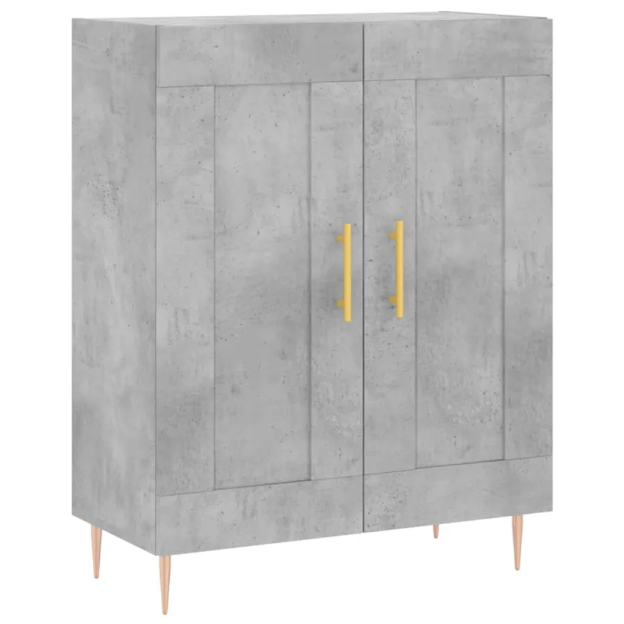 Buffet haut Gris béton 69,5x34x180 cm Bois d'ingénierie - 7