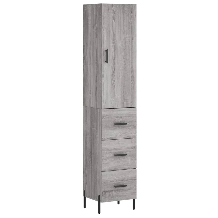 Buffet haut Sonoma gris 34,5x34x180 cm Bois d'ingénierie - 2