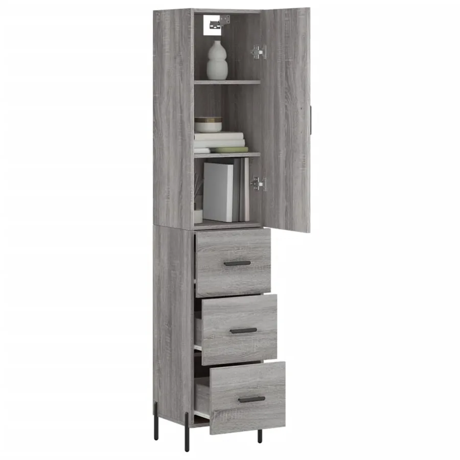 Buffet haut Sonoma gris 34,5x34x180 cm Bois d'ingénierie - 3