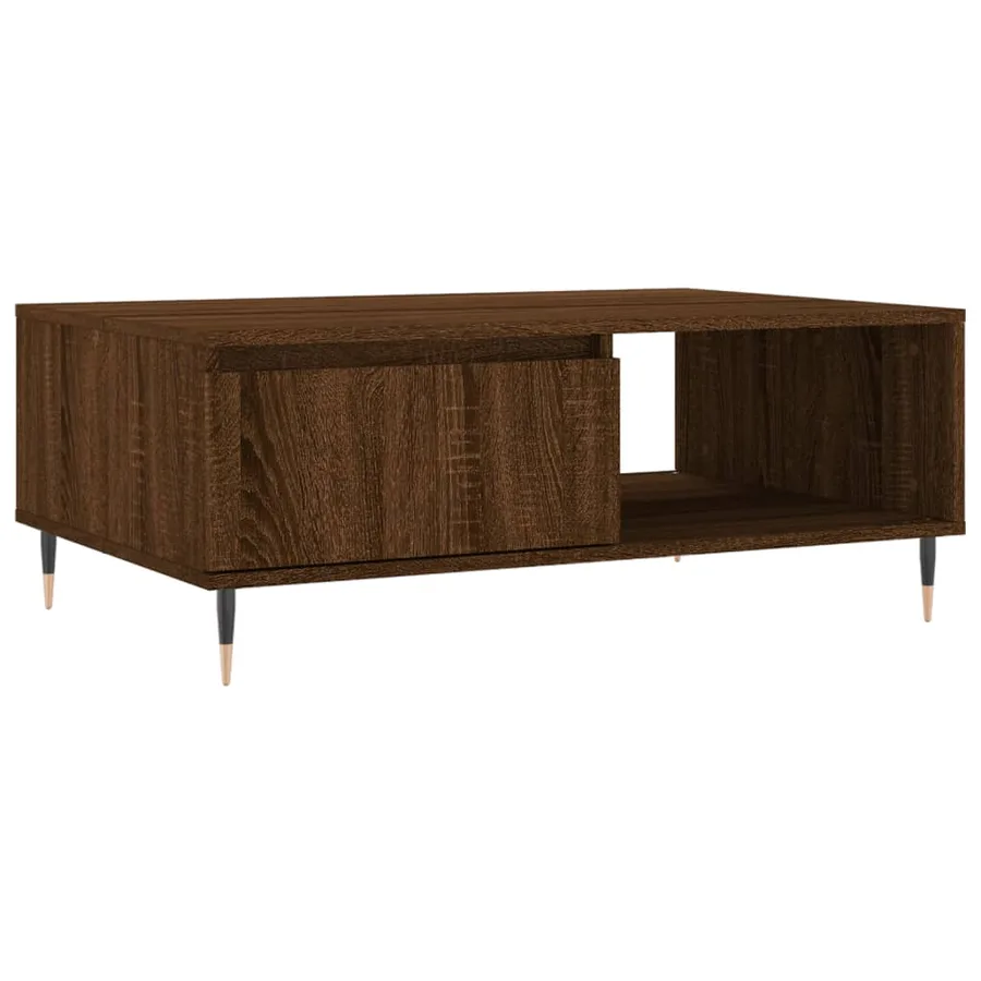 Table basse chêne marron 90x60x35 cm bois d'ingénierie - 2