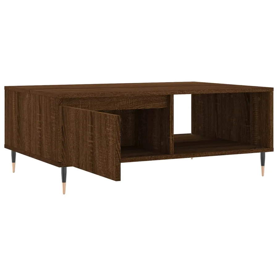 Table basse chêne marron 90x60x35 cm bois d'ingénierie - 6